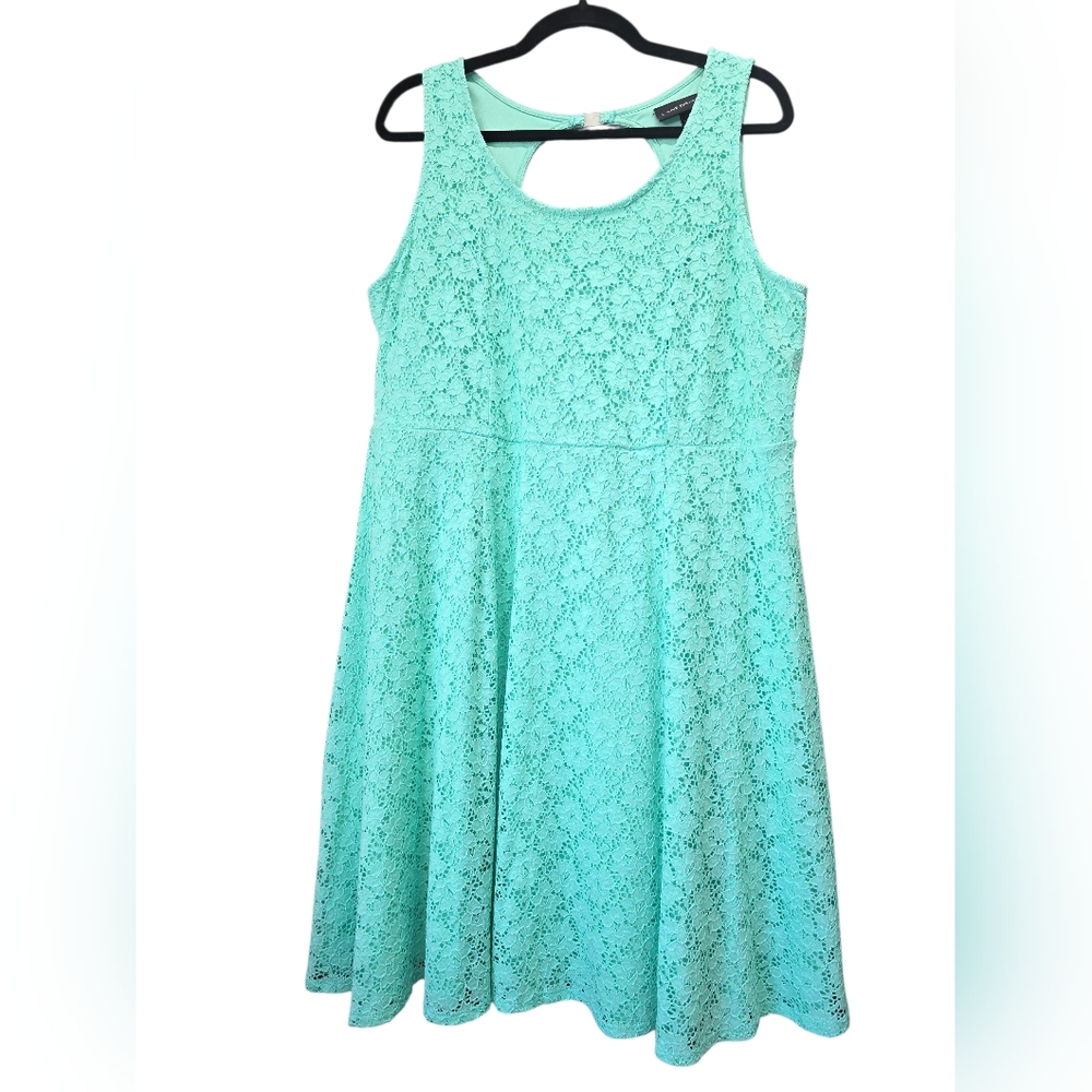 Lane Bryant Mint Lace Fit‎ & Flare Dress Size 18 Sleeveless Lined NWT Plus Size